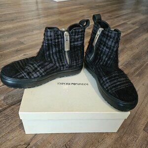 Emporio Armani - Nero + Nero Plaid Boots